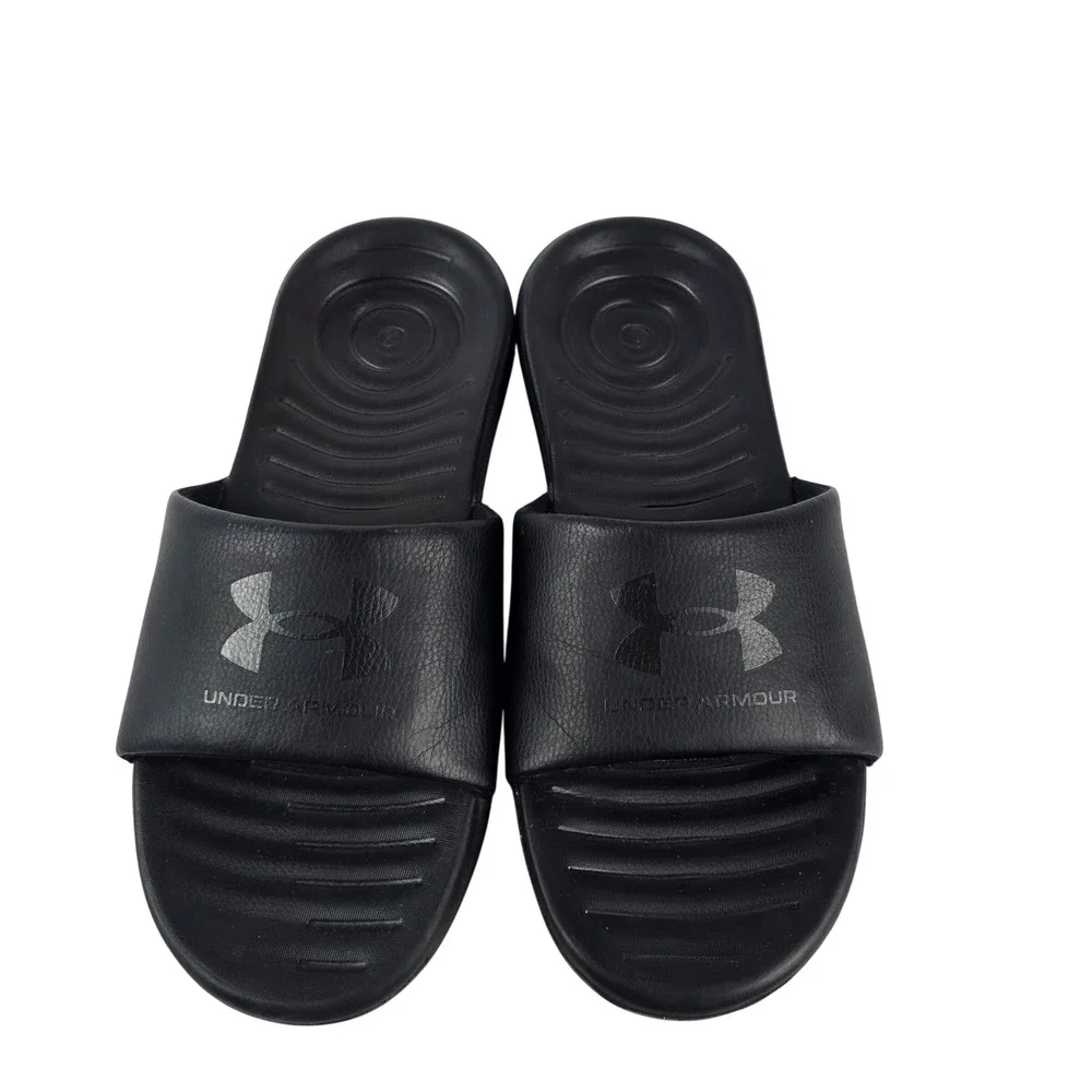 Under Armour Ansa Fixed Slide Sandals Men 9 Black Athletic Sport‎ Shower Shoes